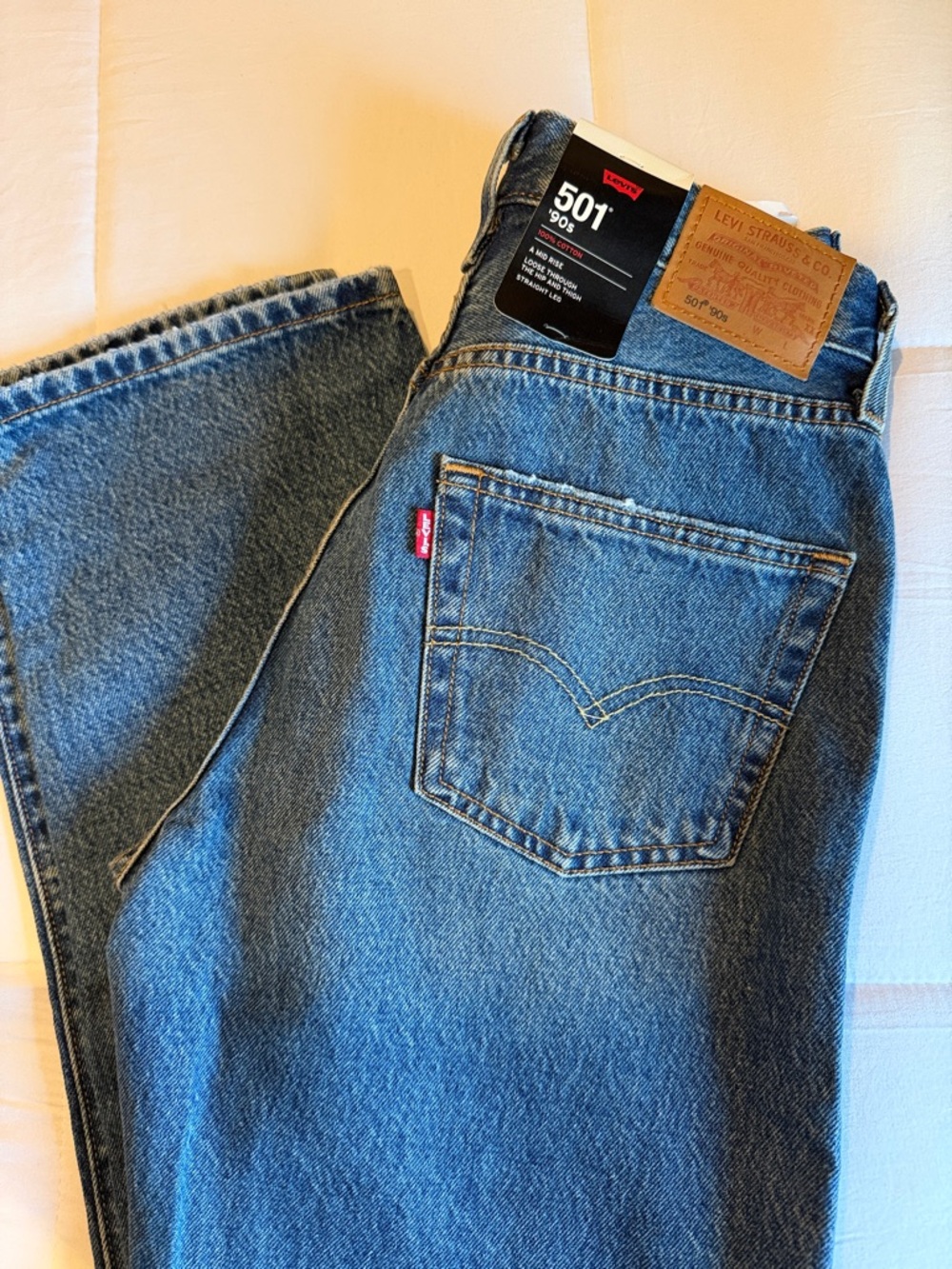 Levi's 501 ‘90s Mid Rise Straight Leg Jeans - Blue Denim